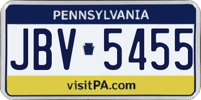 PA license plate JBV5455