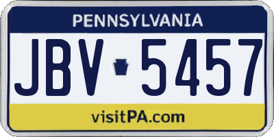 PA license plate JBV5457