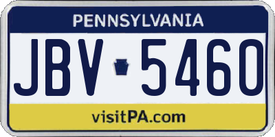 PA license plate JBV5460