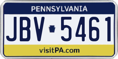 PA license plate JBV5461