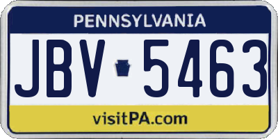 PA license plate JBV5463