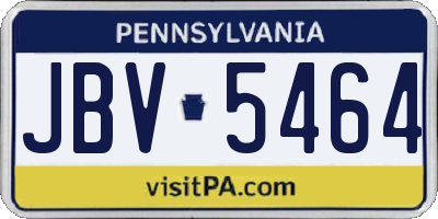 PA license plate JBV5464