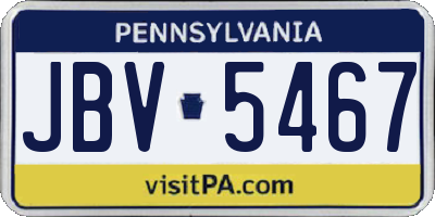 PA license plate JBV5467