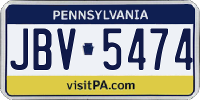 PA license plate JBV5474