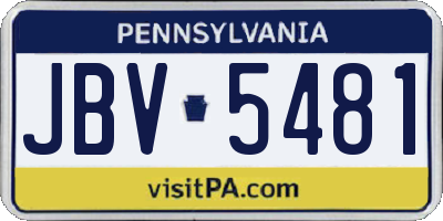 PA license plate JBV5481