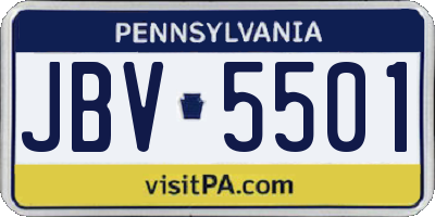 PA license plate JBV5501