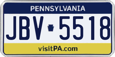 PA license plate JBV5518
