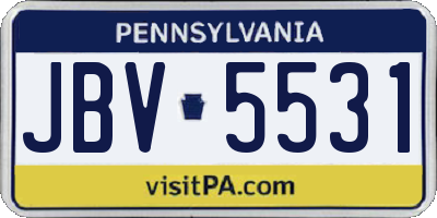 PA license plate JBV5531