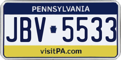 PA license plate JBV5533
