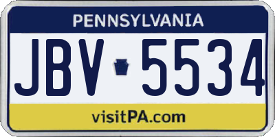 PA license plate JBV5534