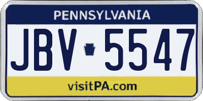 PA license plate JBV5547