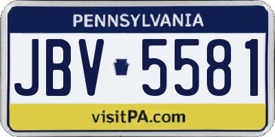 PA license plate JBV5581