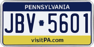 PA license plate JBV5601