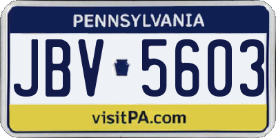 PA license plate JBV5603