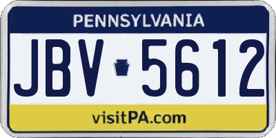 PA license plate JBV5612