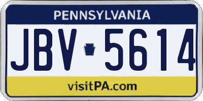 PA license plate JBV5614
