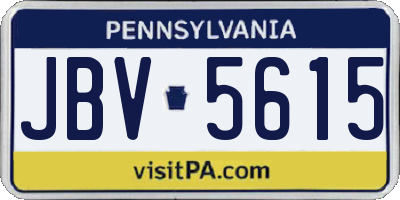 PA license plate JBV5615