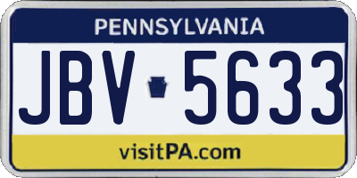 PA license plate JBV5633
