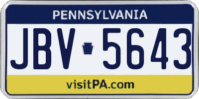 PA license plate JBV5643