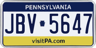 PA license plate JBV5647