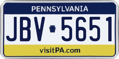 PA license plate JBV5651