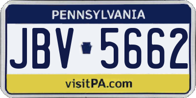 PA license plate JBV5662