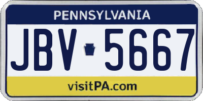 PA license plate JBV5667