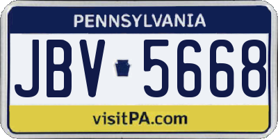 PA license plate JBV5668