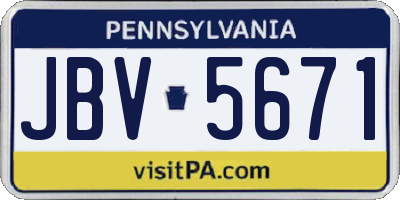 PA license plate JBV5671