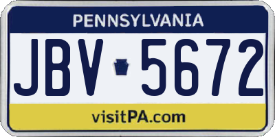 PA license plate JBV5672