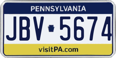 PA license plate JBV5674