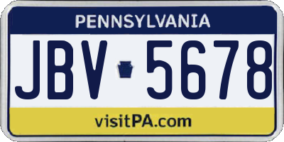 PA license plate JBV5678