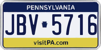 PA license plate JBV5716