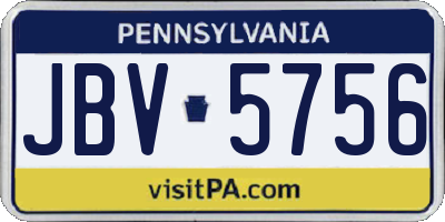 PA license plate JBV5756