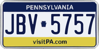 PA license plate JBV5757
