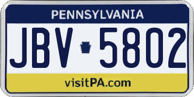 PA license plate JBV5802