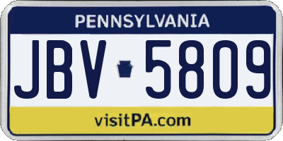 PA license plate JBV5809