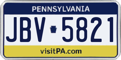 PA license plate JBV5821