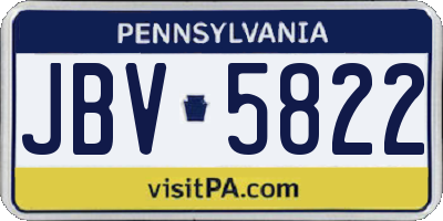 PA license plate JBV5822