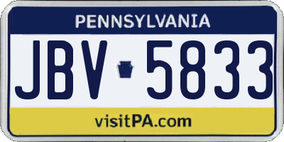 PA license plate JBV5833