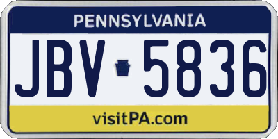 PA license plate JBV5836