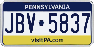 PA license plate JBV5837