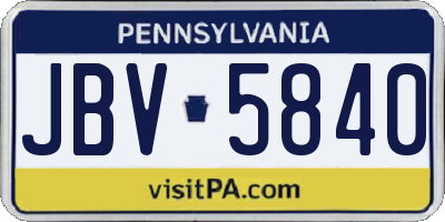 PA license plate JBV5840