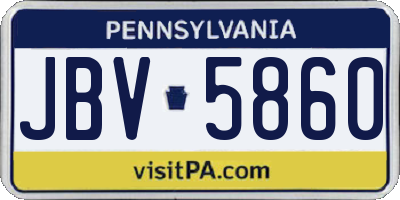 PA license plate JBV5860