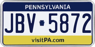 PA license plate JBV5872