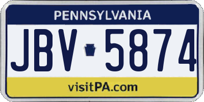 PA license plate JBV5874
