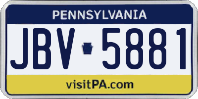 PA license plate JBV5881