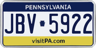 PA license plate JBV5922
