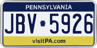 PA license plate JBV5926