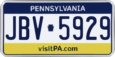 PA license plate JBV5929